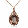 Thumbnail Image 0 of Oval Smoky Quartz and 1/4 CT. T.W. Enhanced Champagne and White Diamond Pendant in 10K Rose Gold
