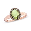 Thumbnail Image 1 of Oval Peridot and 1/4 CT. T.W. Enhanced Champagne Diamond Ring in 10K Rose Gold