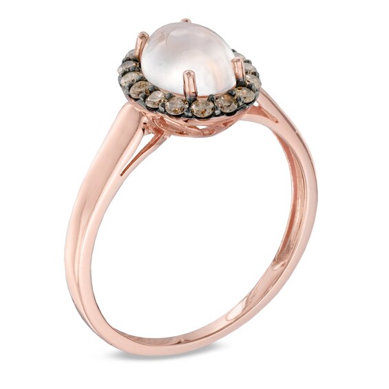 Oval Moonstone and 1/4 CT. T.w. Enhanced Champagne Diamond Ring in 10K Rose Gold