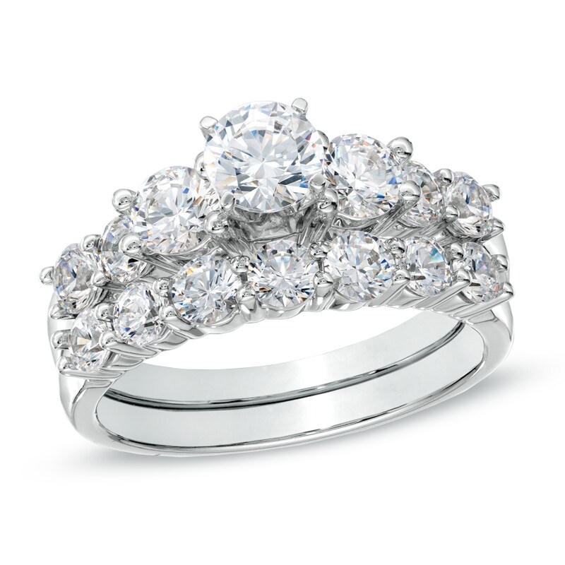 Main Image 1 of 2 CT. T.W. Diamond Three Stone Bridal Set in 14K White Gold