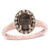Thumbnail Image 1 of Oval Smoky Quartz and 1/4 CT. T.W. Enhanced Champagne Diamond Ring in 10K Rose Gold
