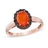 Thumbnail Image 0 of Oval Fire Opal and 1/4 CT. T.W. Enhanced Champagne Diamond Ring in 10K Rose Gold