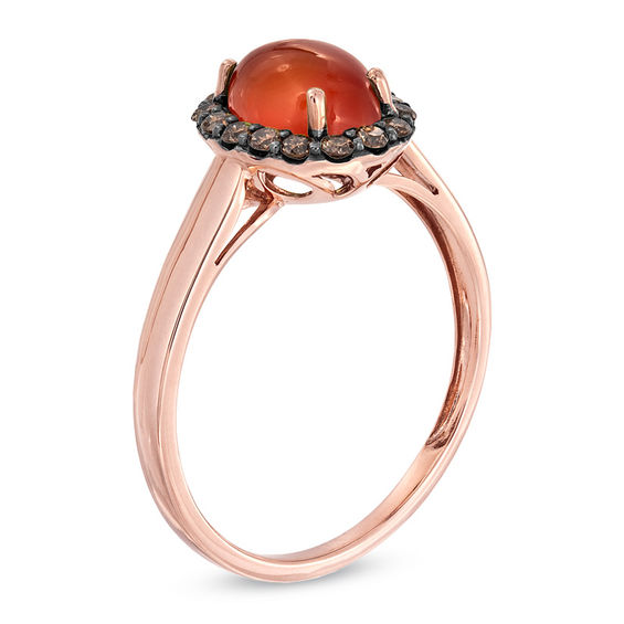Oval Fire Opal and 1/4 CT. T.w. Enhanced Champagne Diamond Ring in 10K Rose Gold