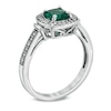 Thumbnail Image 2 of 6.0mm Cushion-Cut Lab-Created Emerald and Lab-Created White Sapphire Pendant and Ring Set in Sterling Silver - Size 7