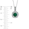 Thumbnail Image 3 of 6.0mm Cushion-Cut Lab-Created Emerald and Lab-Created White Sapphire Pendant and Ring Set in Sterling Silver - Size 7