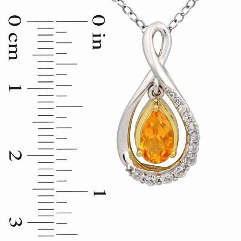 Main Image 2 of Pear-Shaped Citrine and Lab-Created White Sapphire Pendant and Earrings Set in Sterling Silver and 14K Gold Plate