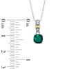 Thumbnail Image 3 of Cushion-Cut Lab-Created Emerald and White Sapphire Pendant and Ring Set in Sterling Silver and 14K Gold Plate - Size 7
