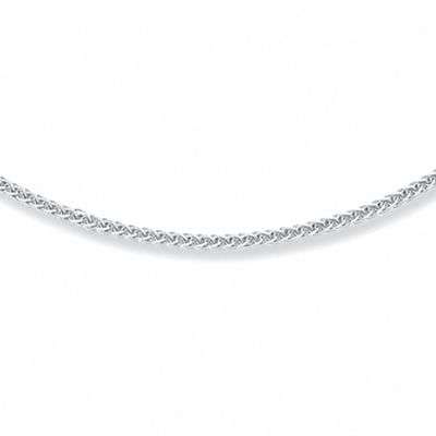 14k White Gold Round Wheat Necklace Pendant Chain 18" 1.2mm
