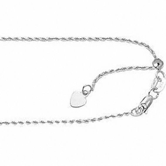 1.1mm Adjustable Rope Chain Necklace in 14K White Gold 22" Chain