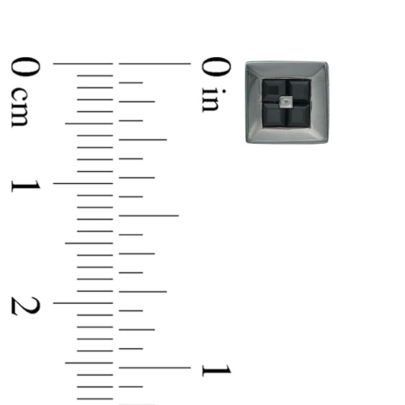 Main Image 2 of Quad Square-Cut Black Sapphire Stud Earrings in Black Ruthenium Plated Sterling Silver
