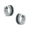 Thumbnail Image 1 of Square-Cut Black Sapphire Huggie Hoop Earrings in Black Ruthenium Plated Sterling Silver