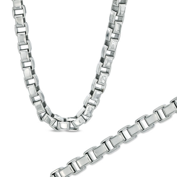 6.0mm Box Necklace and Bracelet Set in Stainless Steel - 24"