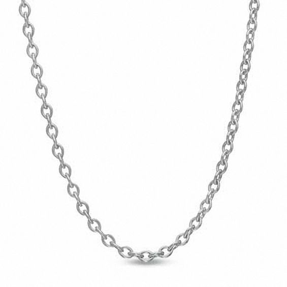 Ladies' Adjustable 0.9mm Cable Chain Necklace in 10K White Gold - 22"