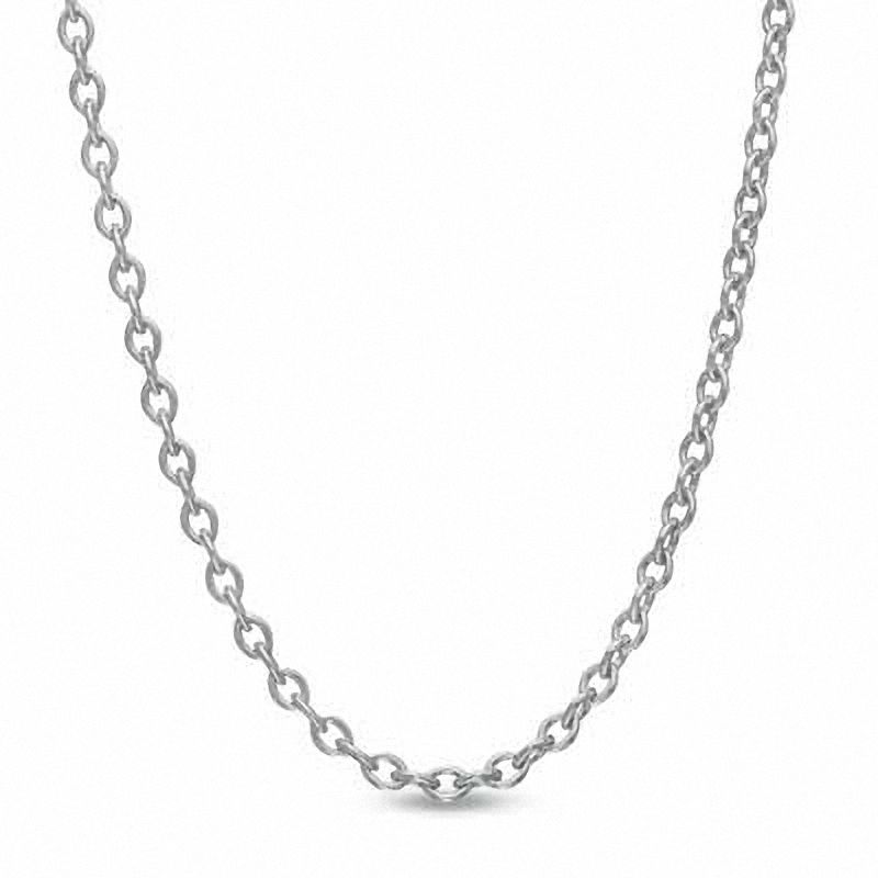 Main Image 1 of Ladies' Adjustable 0.9mm Cable Chain Necklace in 10K White Gold - 22"