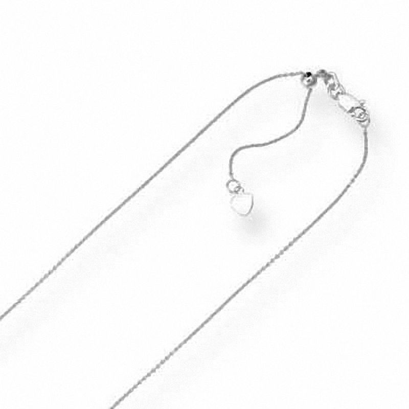 Main Image 2 of Ladies' Adjustable 0.9mm Cable Chain Necklace in 10K White Gold - 22"