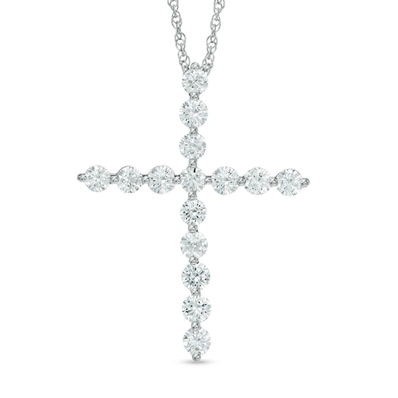 1 CT. T.w. Diamond Cross Pendant in 10K White Gold