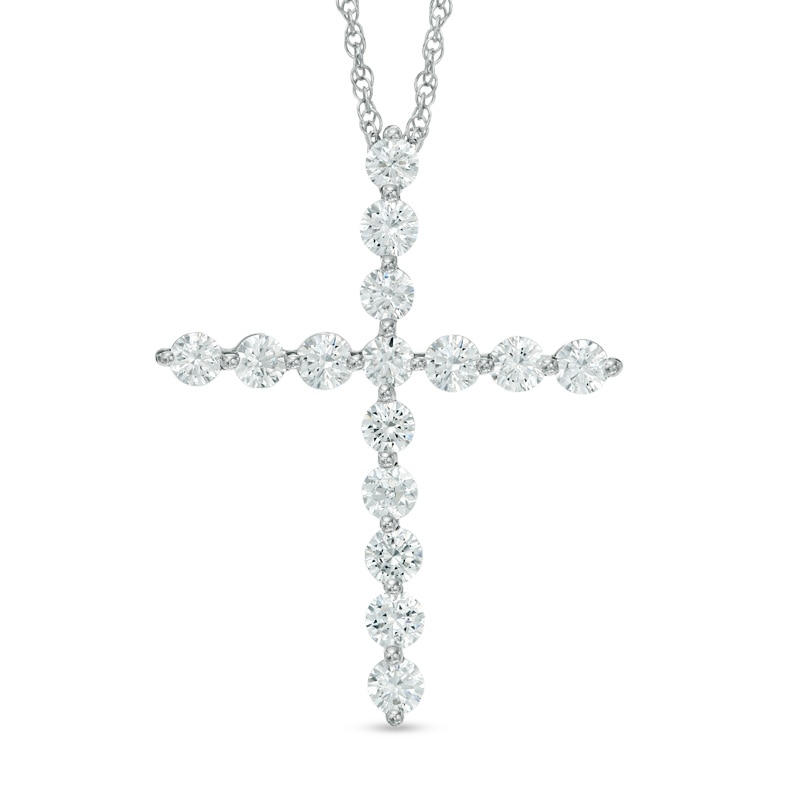 1 CT. T.W. Diamond Cross Pendant in 10K White Gold