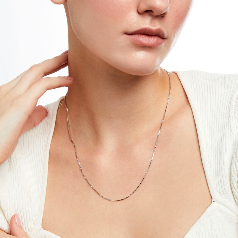 Main Image 2 of 1.0mm Box Chain Necklace in 10K White Gold - 20"