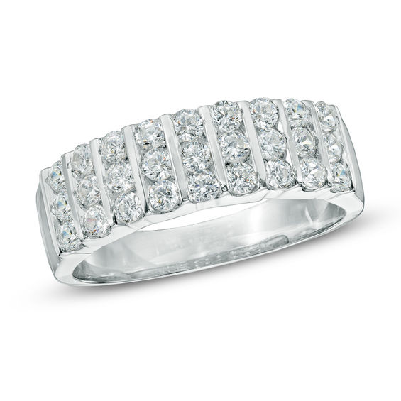 3/4 CT. T.w. Diamond Triple Row Band in 10K White Gold