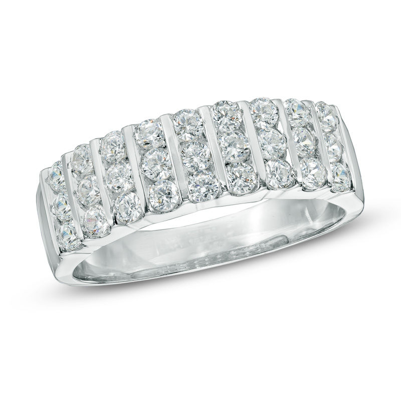 Main Image 1 of 3/4 CT. T.W. Diamond Triple Row Band in 10K White Gold