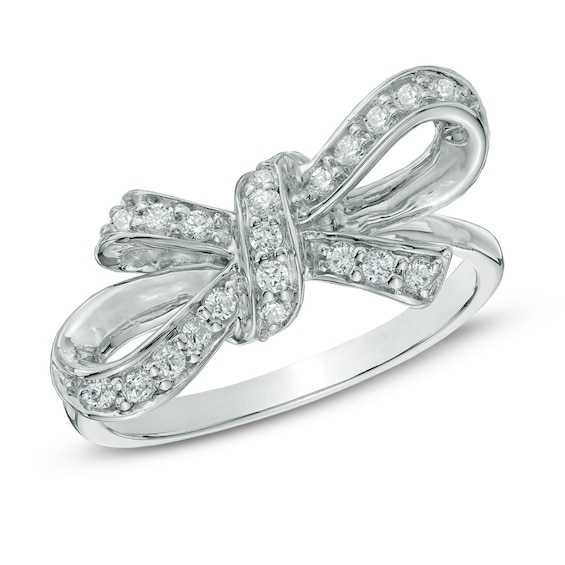 1/4 CT. T.W. Diamond Bow Ring in Sterling Silver | Zales