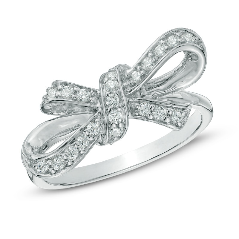 Main Image 1 of 1/4 CT. T.W. Diamond Bow Ring in Sterling Silver