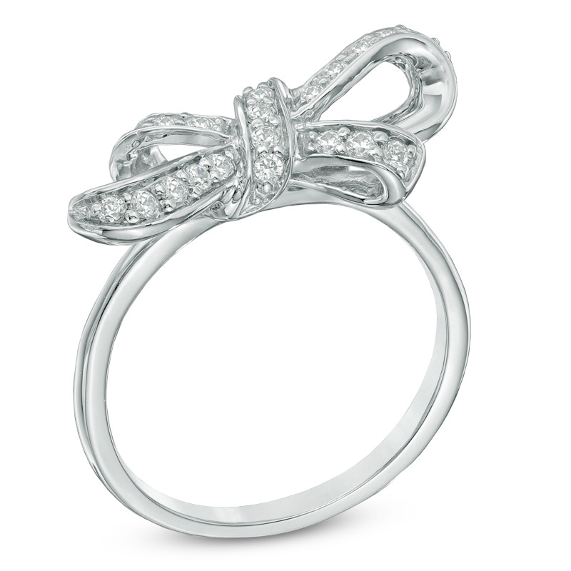 Main Image 2 of 1/4 CT. T.W. Diamond Bow Ring in Sterling Silver