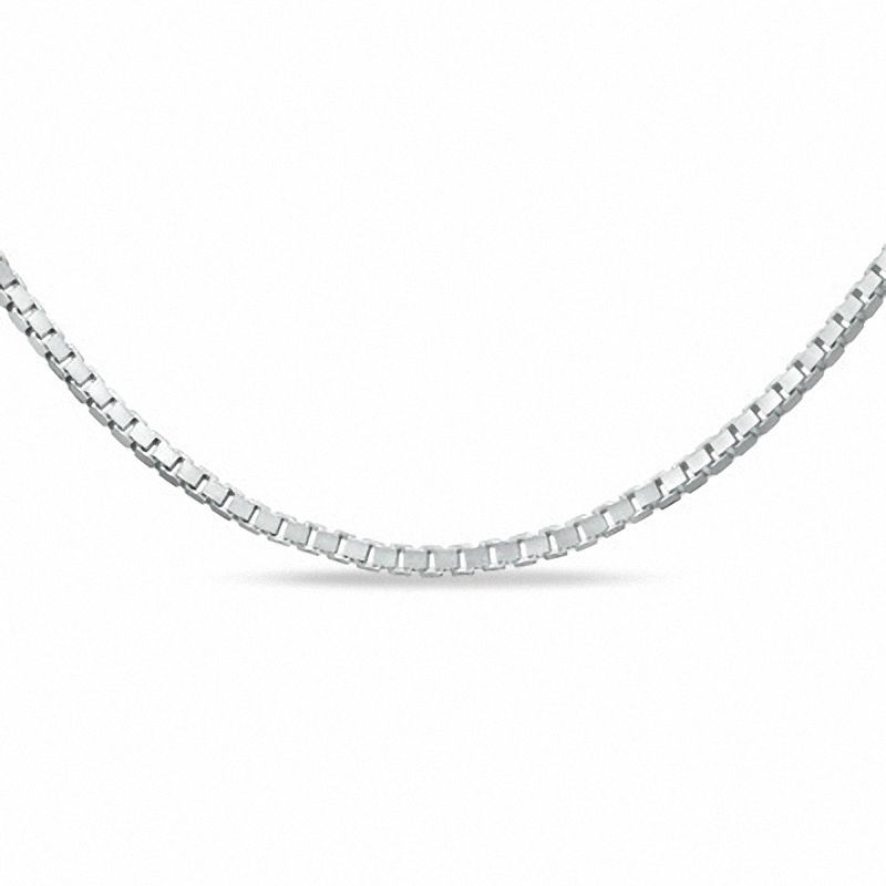 Main Image 1 of Ladies' 0.7mm Adjustable Box Chain Necklace in 10K White Gold - 22"
