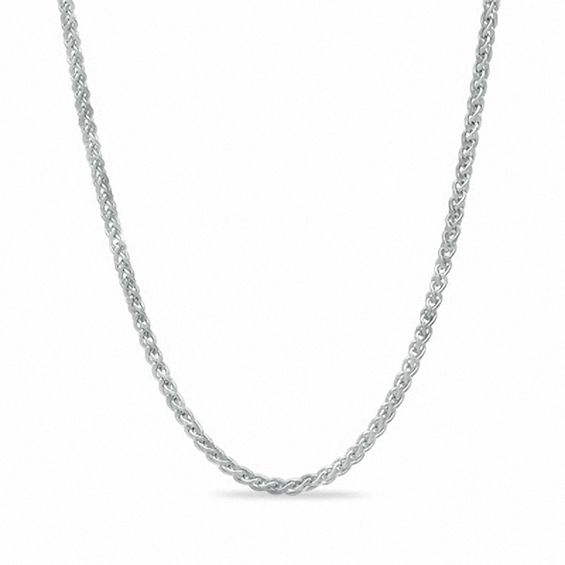 Ladies' Adjustable 1.0mm Wheat Chain Necklace in 10K White Gold - 22"