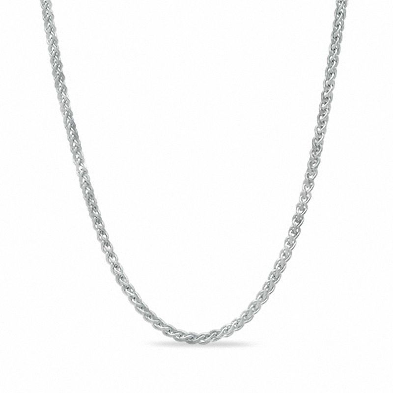 Main Image 1 of Ladies' Adjustable 1.0mm Wheat Chain Necklace in 10K White Gold  - 22"