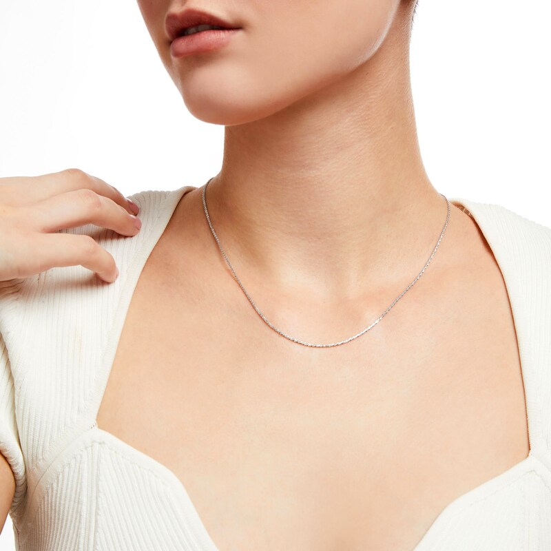 Main Image 2 of 1.5mm Sparkle Chain Necklace in 10K White Gold - 18"