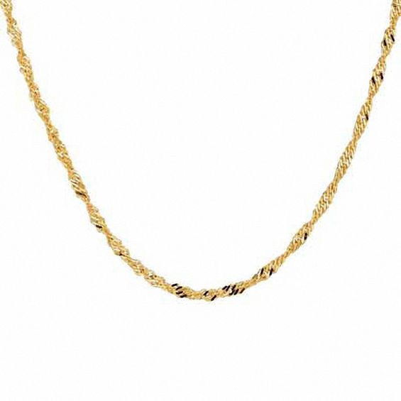 1.25mm Solid Singapore Chain Necklace in 10K Gold - 18"