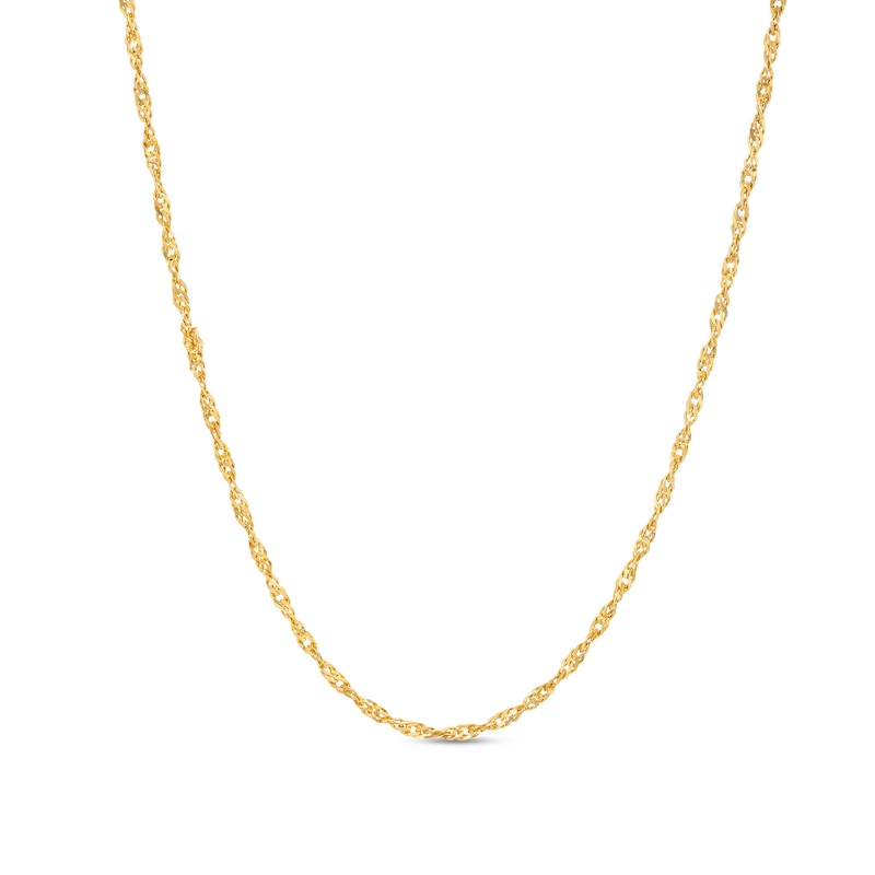1.25mm Singapore Chain Necklace in Solid 10K Gold - 18"
