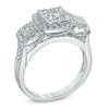 Thumbnail Image 2 of 1 CT. T.W. Diamond Cluster Three Stone Engagement Ring in 14K White Gold