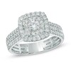 Thumbnail Image 1 of 1 CT. T.W. Diamond Double Frame Triple Row Engagement Ring in 14K White Gold