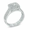 Thumbnail Image 1 of 1 CT. T.W. Diamond Double Frame Triple Row Engagement Ring in 14K White Gold