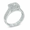 Thumbnail Image 2 of 1 CT. T.W. Diamond Double Frame Triple Row Engagement Ring in 14K White Gold