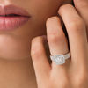 Thumbnail Image 3 of 1 CT. T.W. Diamond Double Frame Triple Row Engagement Ring in 14K White Gold