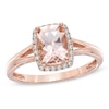 Thumbnail Image 1 of Cushion-Cut Morganite and 1/8 CT. T.W. Diamond Ring in 10K Rose Gold