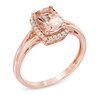 Thumbnail Image 2 of Cushion-Cut Morganite and 1/8 CT. T.W. Diamond Ring in 10K Rose Gold