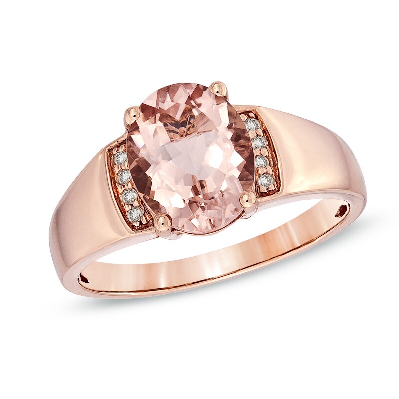Oval Morganite and Diamond Accent Ring in 10K Rose Gold