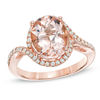 Thumbnail Image 1 of Oval Morganite and 1/5 CT. T.W. Diamond Ring in 14K Rose Gold