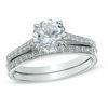 Thumbnail Image 1 of 7.0mm Lab-Created White Sapphire Fashion Ring Set in Sterling Silver