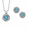 Thumbnail Image 1 of Swiss Blue Topaz and Lab-Created White Sapphire Pendant and Earrings Set in Sterling Silver