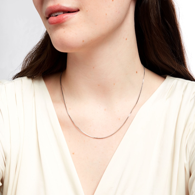 Main Image 2 of 1.3mm Box Chain Necklace in Sterling Silver - 18"