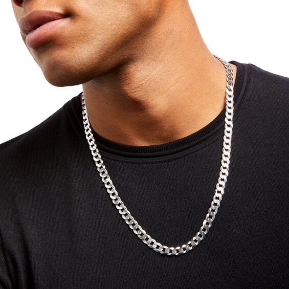 Men's 7.6mm Curb Chain Necklace in Sterling Silver - 24"