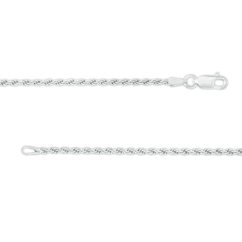 Rope Chain Necklace Sterling Silver Diamond Cut White Gold Look