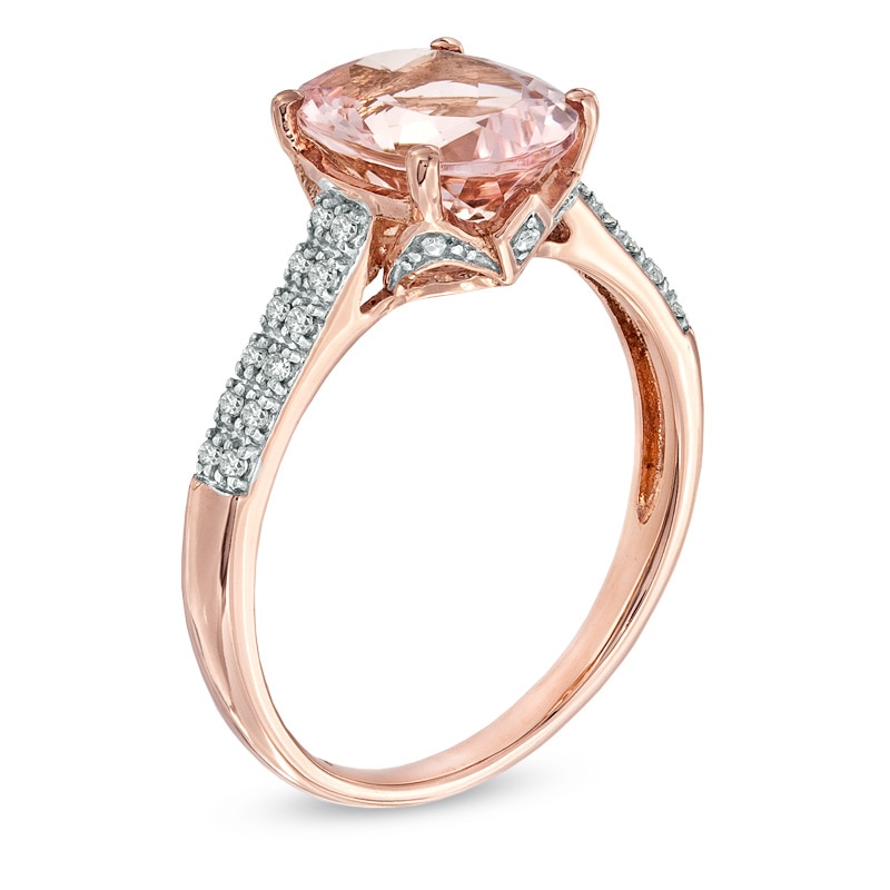 Main Image 2 of Oval Morganite and Diamond Accent Ring in 10K Rose Gold