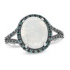 Thumbnail Image 1 of Oval Blue Moonstone and 1/5 CT. T.W. Enhanced Blue Diamond Ring in 10K White Gold
