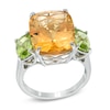 Thumbnail Image 2 of Cushion-Cut Citrine and Peridot Ring in Sterling Silver